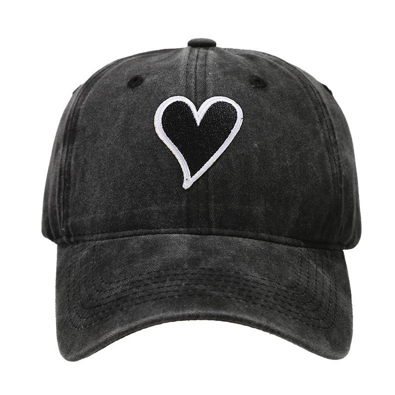 European and American Fashion Love Embroidery Label Baseball Cap Women Wash Old Cap Men Trend Personality Versatile Sun Hat