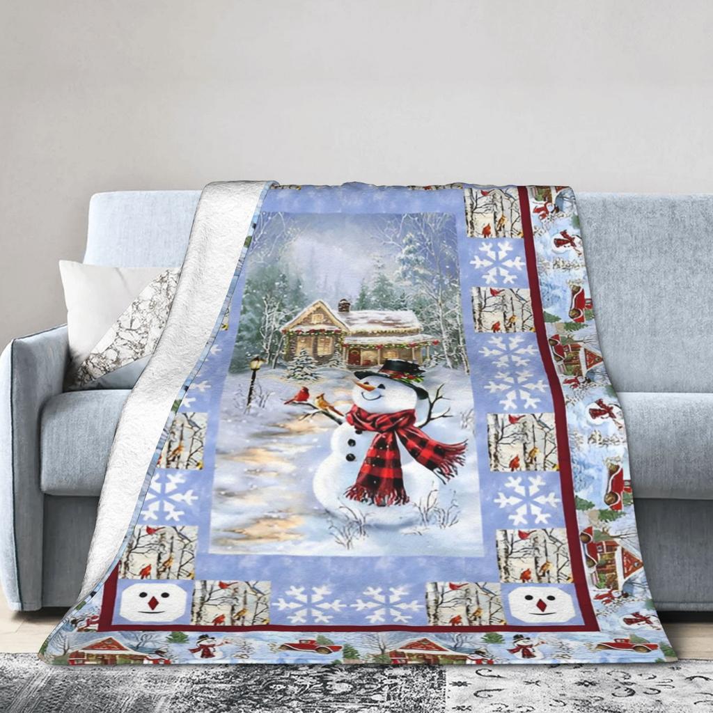 Red Christmas Pattern Blanket Flannel Textile Decor Multifunction Warm Throw Blankets for Sofa Car Plush Thin Quilt