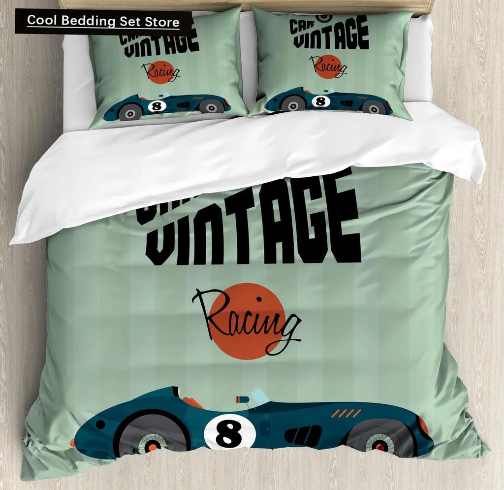 Cars Duvet Cover Set Cartoon Monster Truck Cool Vehicle Duvet Cover Set Bedclothes Double Queen King Size Polyester Qulit Cover