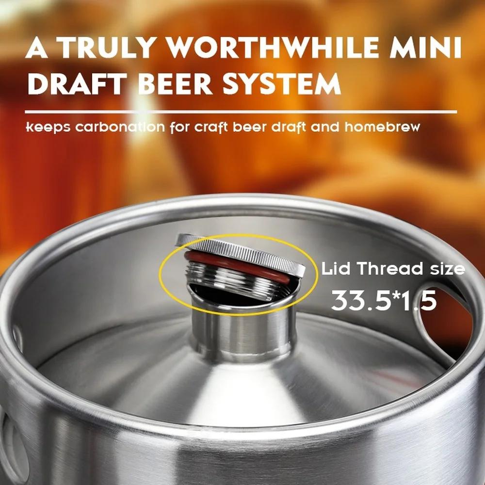 2L/3.6L/5L/8L Mini Keg Stainless Steel Keg Beer Growler Portable Beer Bottle Home Beer Making Bar Accessories Tool