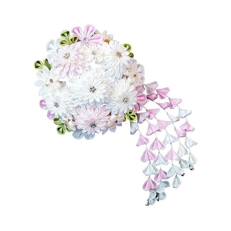 Used [New] Hair ornament Furisode coming-of-age ceremony kk-081 White Tsumami-zaiku Flower Formal 1