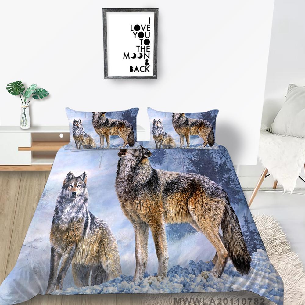 Duvet Cover Set with Pillowcase Wolf Painting Luxury Home Bed Clothes Unique Design Cool Bedding Cover Suit Fashionable