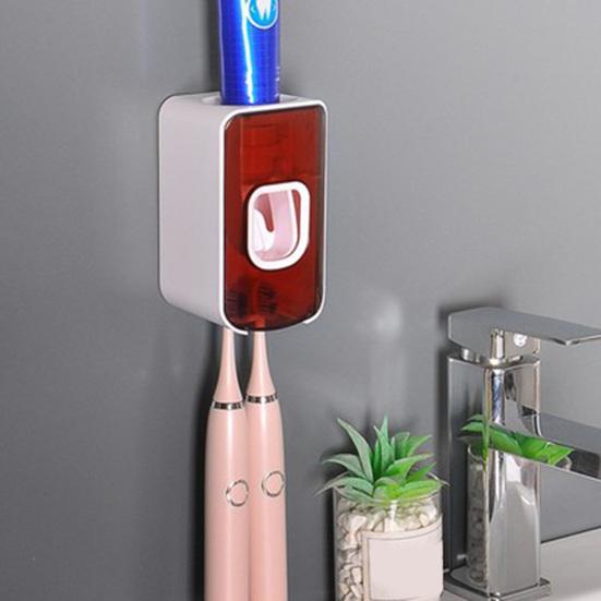 2Pcs Wall-Mounted Toothbrush Holder with Toothpaste Squeezer Strong Load-bearing Universal