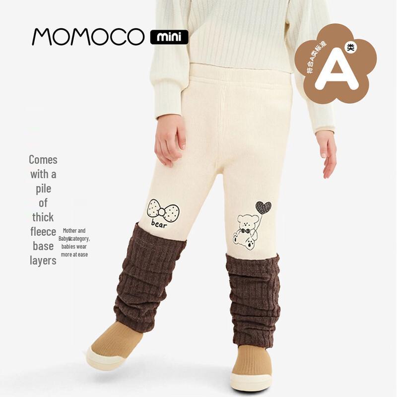 Девочковые леггинсы с принтом и флисовой подкладкой MOMOCO 100