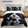 Set Biancheria da Letto Trapunta con Fantasia Bichon Frisé Copripiumino Federe Decorazione per la Casa Regalo di Compleanno (1 * copripiumino + 2 * federa, senza nucleo)