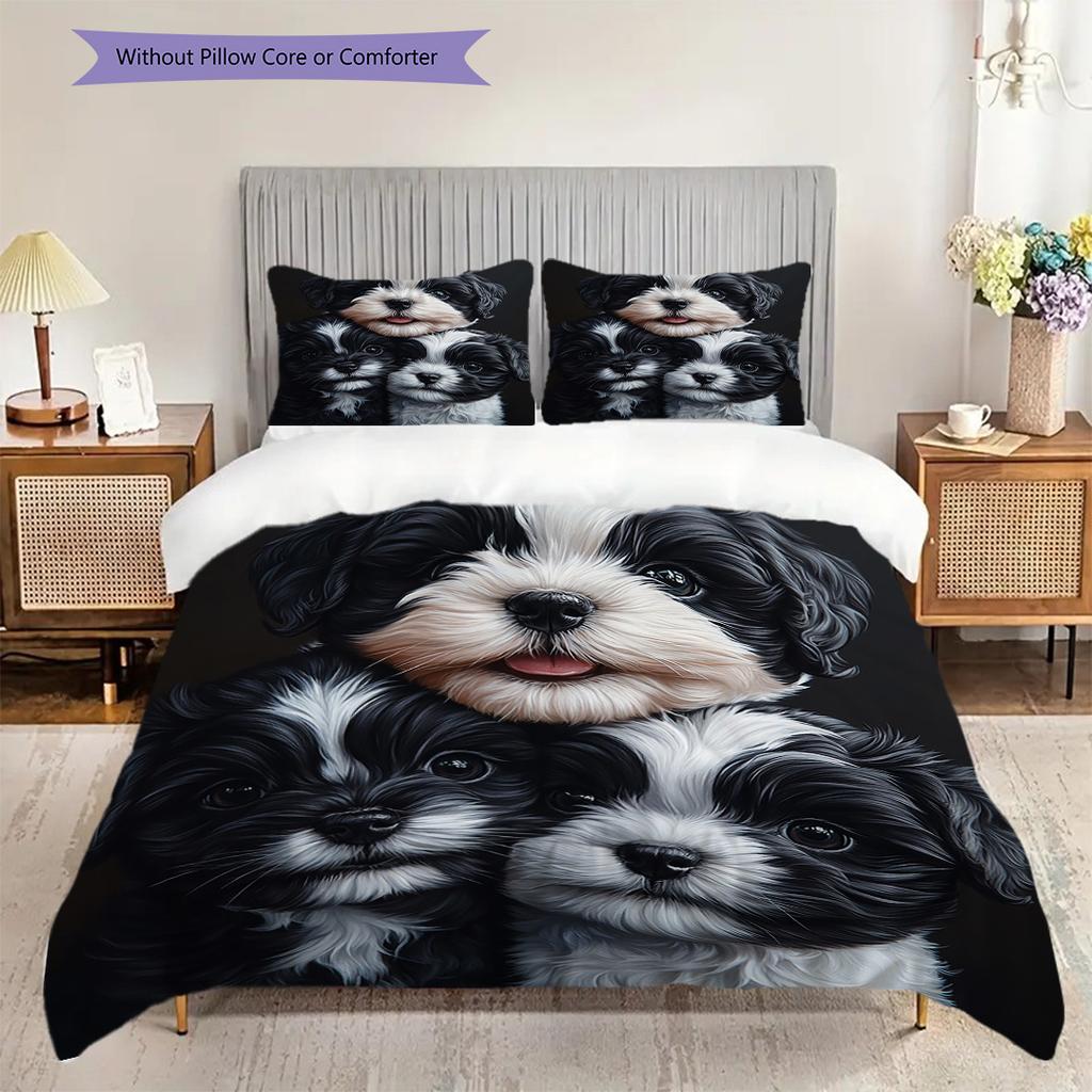 Set Biancheria da Letto Trapunta con Fantasia Bichon Frisé Copripiumino Federe Decorazione per la Casa Regalo di Compleanno (1 * copripiumino + 2 * federa, senza nucleo)