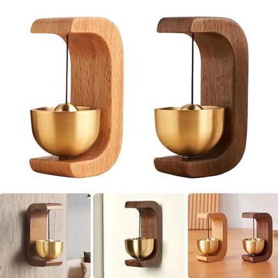 Houten Windgongen Magnetische Messing Deurbel Draadloze Jingle Bel Entree Deurbellen Hangende Hangers Voor Huisdecoratie