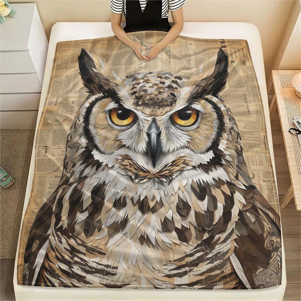 1Pc Stickerbird Print Flannel Blanket, High quality Comfortable for All Seasons, Home Decor, Warmth and Comfort, Perfect for Christmas Gifts