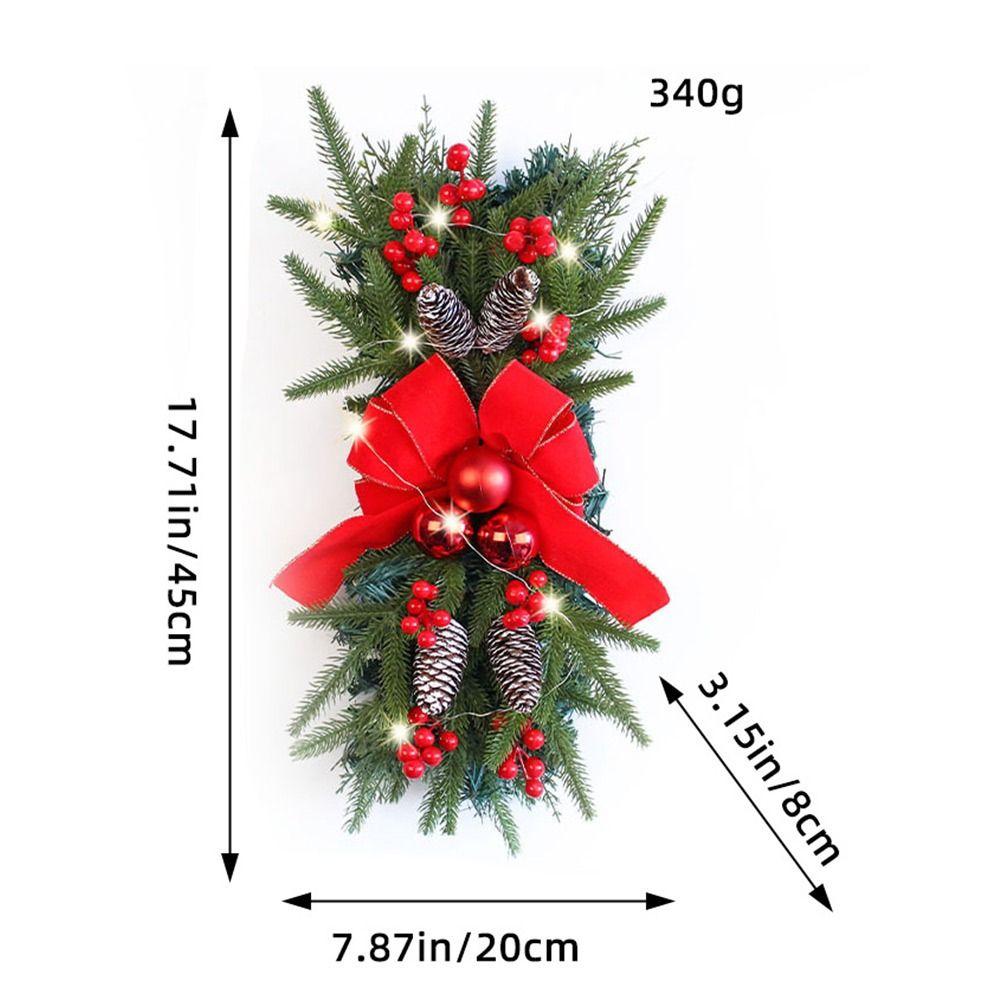Red Bow Christmas Wreath Pine Cone Artificial Rattan Staircase Arrangement PE Leaf Simulation Plant Rattan Decoration