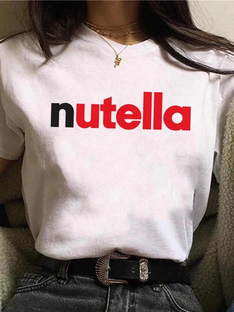 

New Nutella Print T Shirt Women 90s Harajuku Kawaii Plus Size TShirt Graphic Cartoon Tshirt Korean Style Top Tees Female 4XL