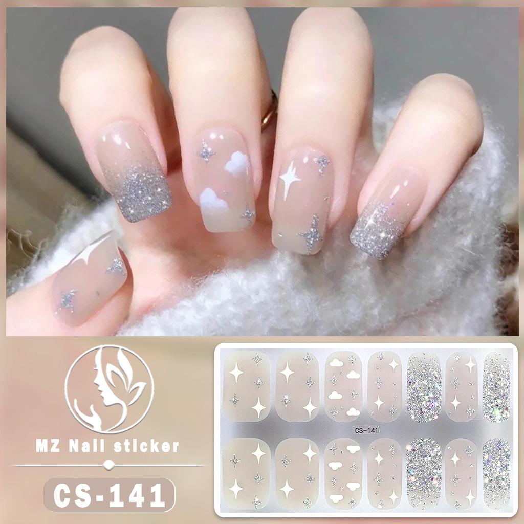 CS Waterproof No-Cure Gel Nail Wraps, Full Cover Contrast Color Tiger Head Pattern Nail Stickers, Nail Patch Films