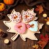 Fall Home Accents Maple Leaf Serving Tray, Thanksgiving Wooden Platter for Snack Cheese Boxwood Decorative Tray Charcuterie, Dish Plate Halloween
