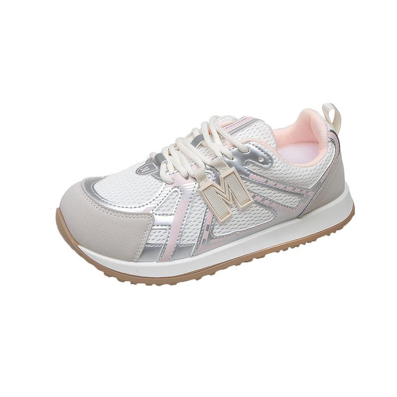 

Breathable mesh German training shoes women s 2025 summer new popular thick-soled versatile casual Forrest Gump shoes sports little white shoes 35 рожевий