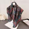 68cm Retro Printed Scarf for Women's Autumn and Winter Polyester Fiber Scarf for Sun Protection and Warm Headscarf Neck Shawl