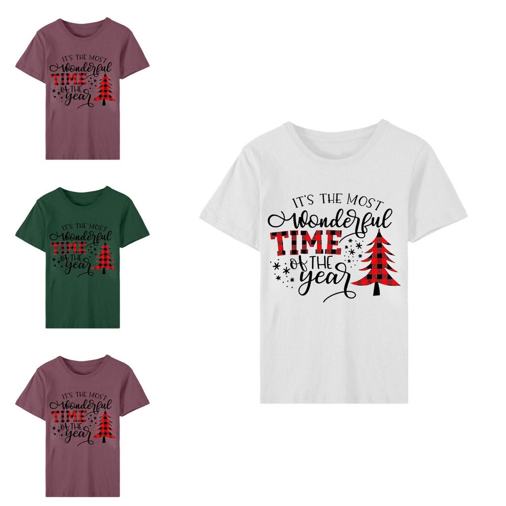 Weihnachtsoberteile für Damen mit kurzen Ärmeln und weichem Baumwollmaterial für festlichen Komfort**