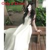 Sleeveless Aline Dress With High Waist And Cotton Knit Fabric For Summer Casual Wear