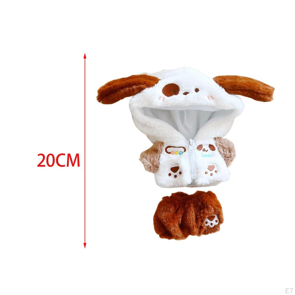 20cm /7.8" Lalka Pluszowe Ubrania, Zestaw Płaszcz na Zamek Błyskawiczny Spodnie, Ręcznie Robione, Przebierz się na Ubrania
