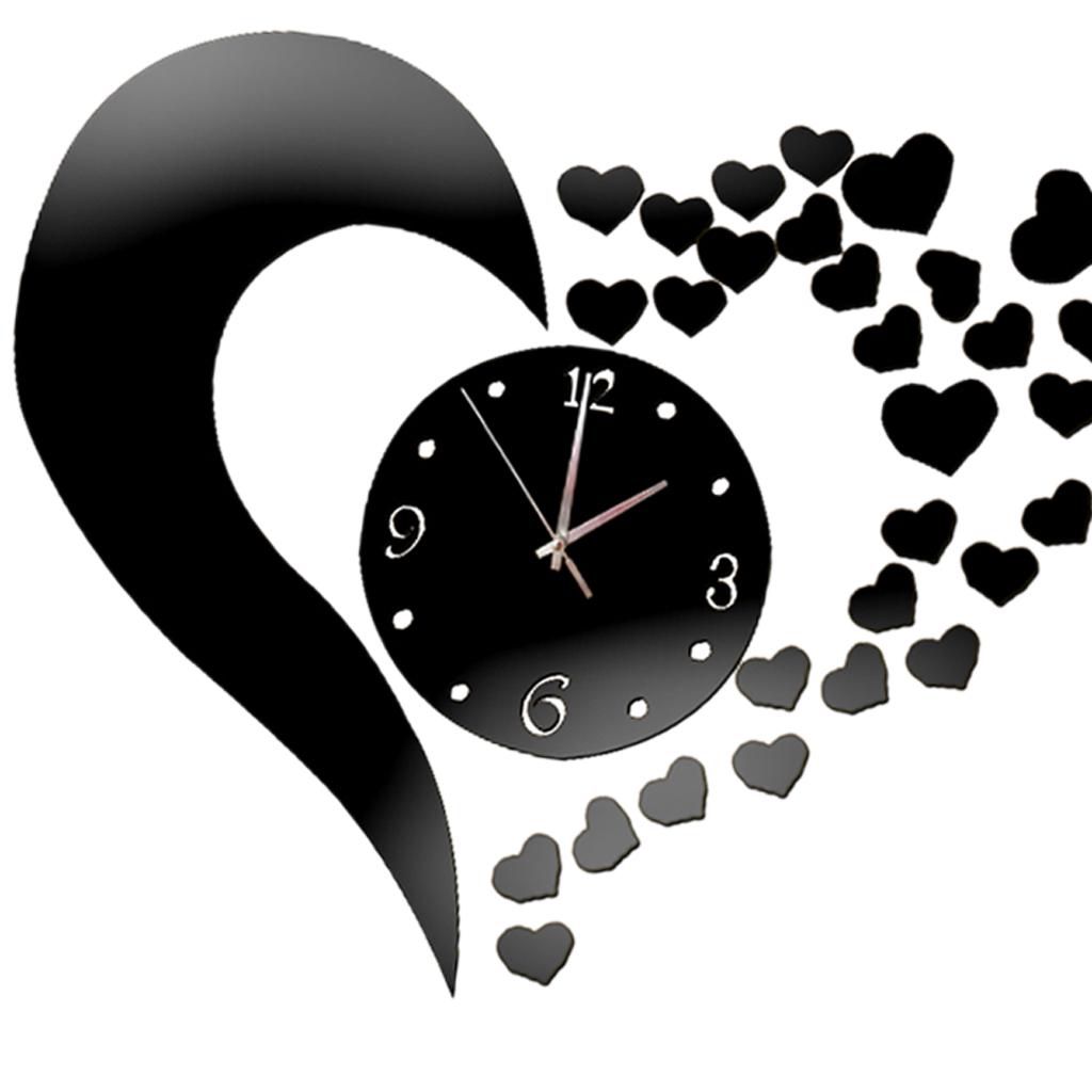 Satın alın DIY 3D Acrylic Mirror Surface Wall Clock Sticker for Living