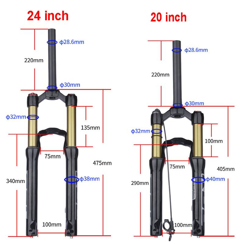 BOLANY 20inch/24inch Air Suspension Mtb Straight Manual/Remote Shock Absorber Rear Corolla Structure Design for Student‘s Bike