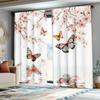 Tende con Motivo Floreale di Ciliegio e Farfalle da Giardino in Poliestere Adatte per Camera da Letto Soggiorno Tenda Decorativa Lavabile in Macchina