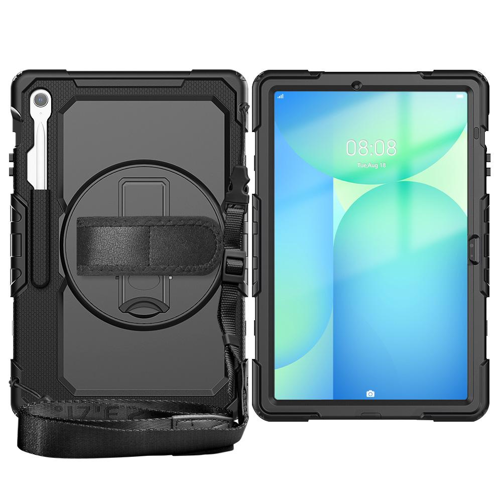 Heavy Duty shockrpoof Case Hand/Shoulder Strap Stand for Samsung Galaxy Tab S10 FE+ Plus 13" X620/X626B With Screen Protector