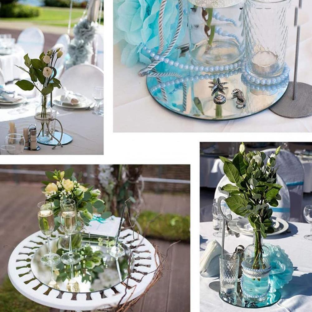 20cm Acrylic Party Tray Wedding Celebration Table Centerpiece Mirror Tray Round Candle Tray DIY  Mirror Surface For Party Decor