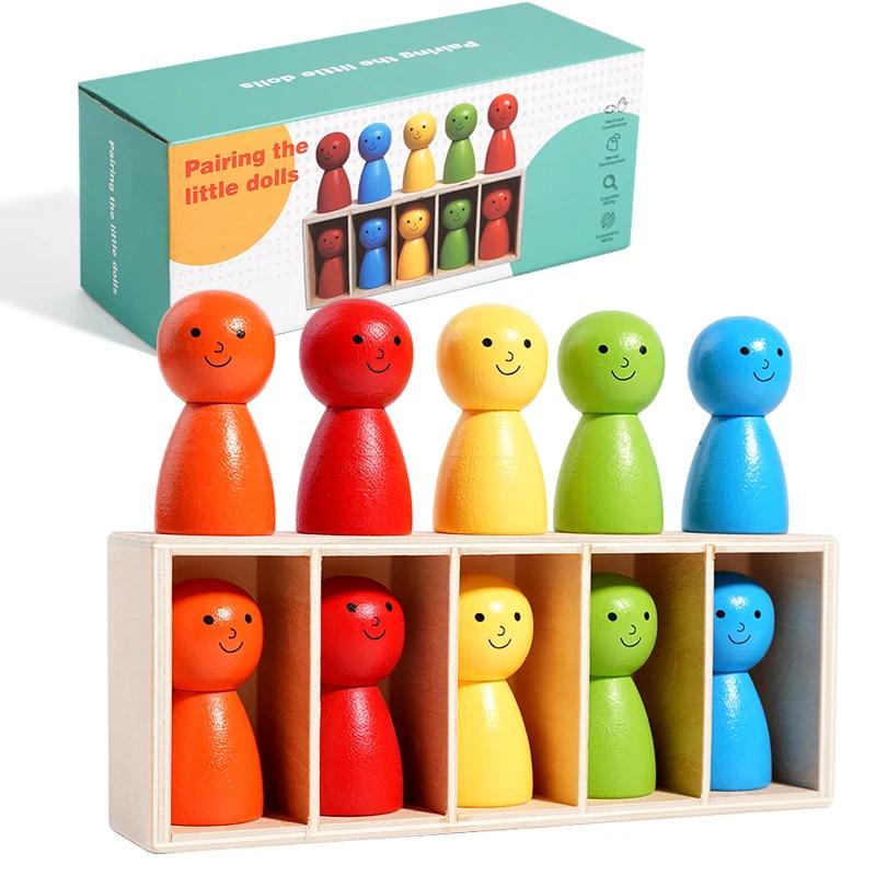 Montessori Color Sorting Cup Toys Wooden Color Matching Toy Early Learning Sensory Game for Children Toddler Development Gift