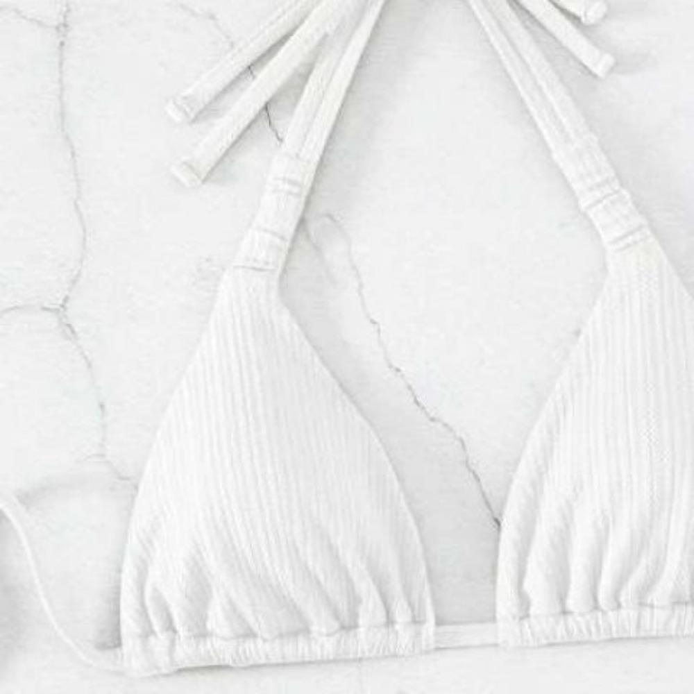 Sexy Solid Color Bikini Women's Triangle Sports Swimsuit European and American Swimsuit Beach Halter Hip High Waist Swimsuit