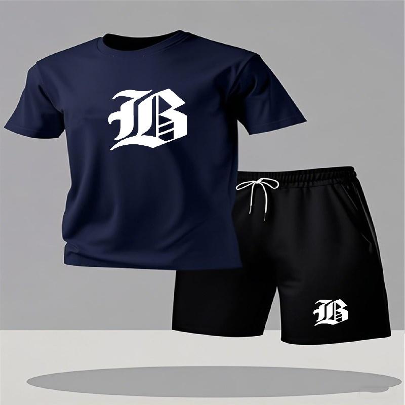 2026 Summer New Men's Casual Set Printed Sportswear Summer Streetwear Outdoor Shorts Set