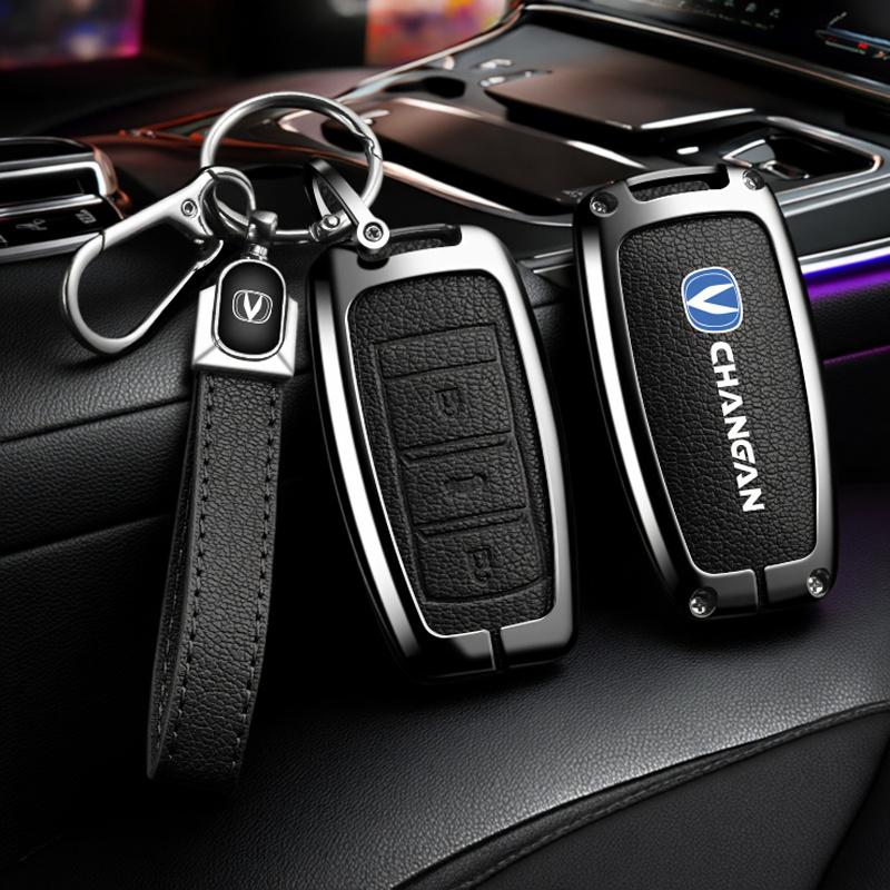 Goat Leather Zinc Alloy Leather Car Key Fob For Changan Cs15 Cs35 Cs75 Cx70 Cs95 V3 V5 V7 Eado Raeton Key Case Car Key Holder Ca