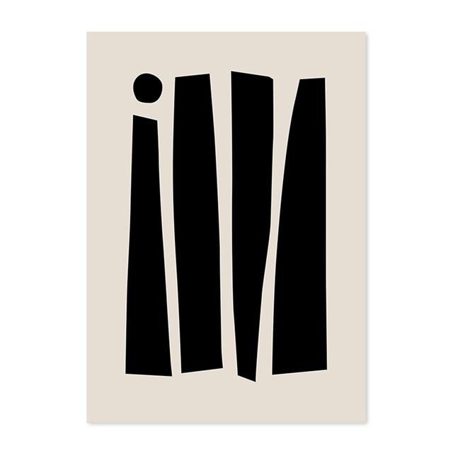 Beige Black Poster Abstract Geometry Female Canvas Painting Wall Printing Picture Bedroom Living Room Indoor