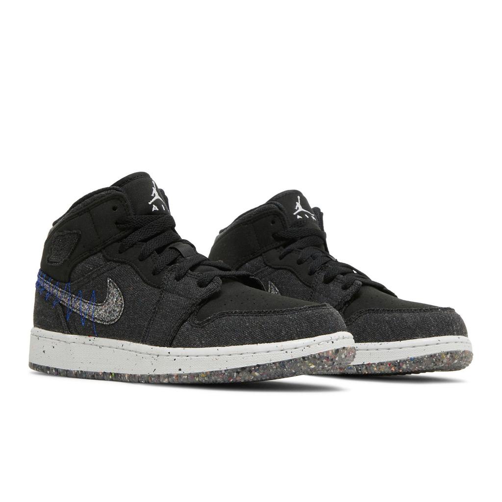 Air Jordan 1 Mid SE Grade School 'Crater' (Unisex) Black / Racer Blue / White / Multi-Color Kids' Basketball Shoes DM4334 001