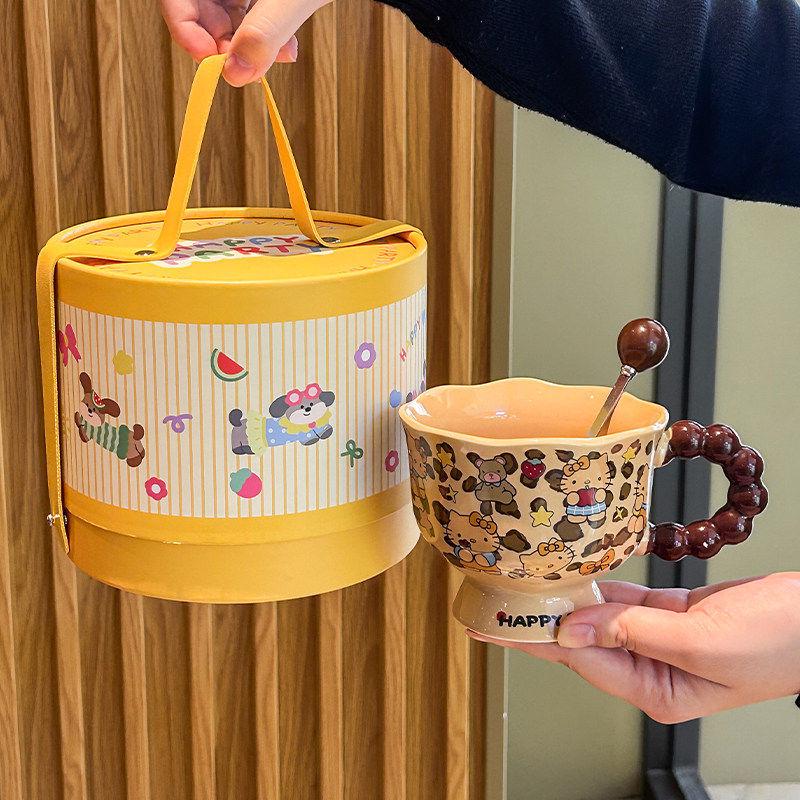 Birthday Gift Set: Ceramic Cat Mug with Souvenir Box for Girlfriend or Best Friend