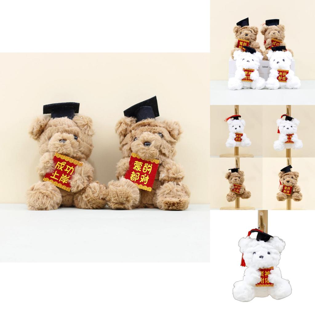 Charming Plush Bear Keychain Soft Short Plush Teddy Bear For Graduation
