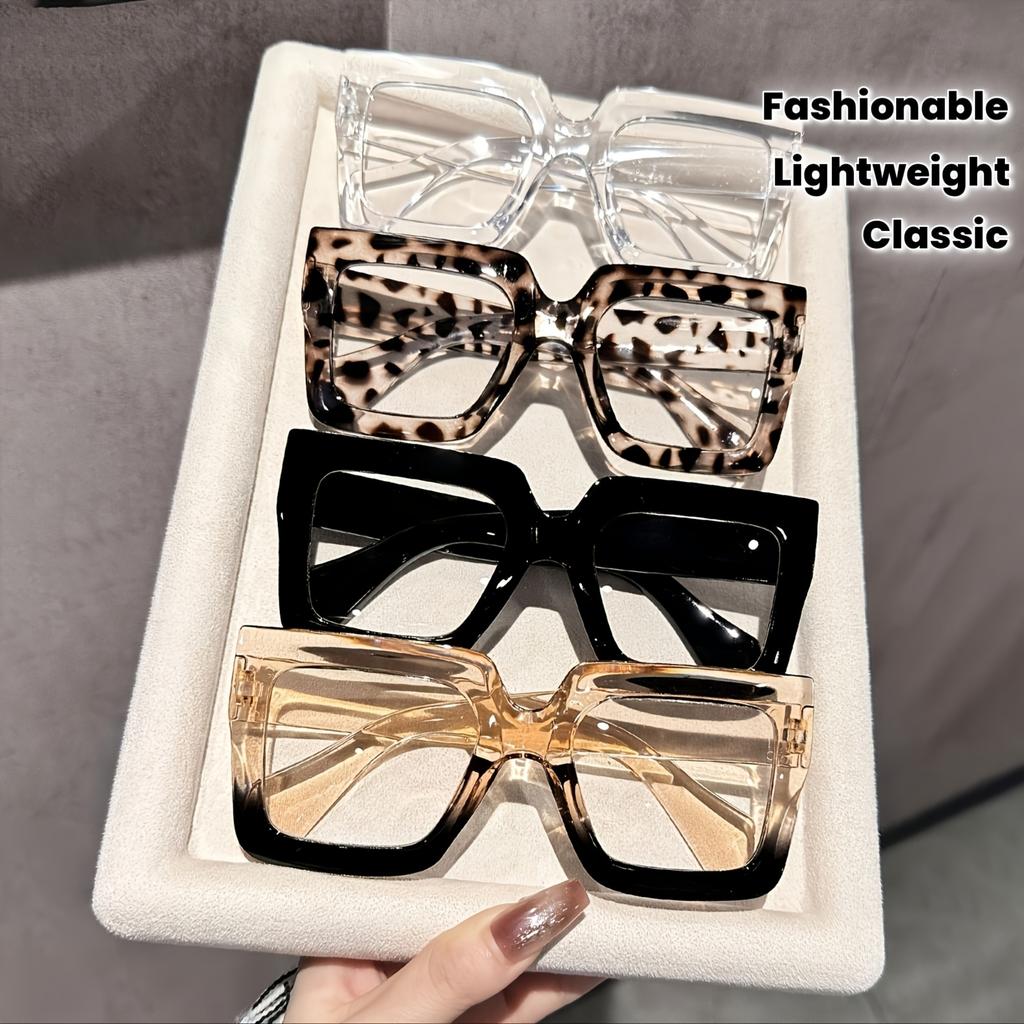 1 Set of 4 Women's Classic Box-Style Multi-Colored Fashion Glasses Suitable for Decorating Office Attire, Perfect for Gifting to Family and Fr