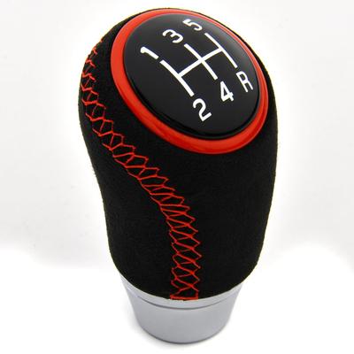 Jimny Sierra JB64-74 MT Car Shift Knob Piano Black Alcantara Red Euro Stitch