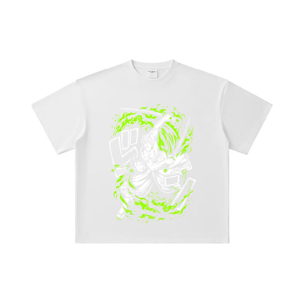 260 GSM Double Yarn 32 Count 100% Cotton One Piece V66 Zoro Print Unisex Heavy Cotton T Shirt