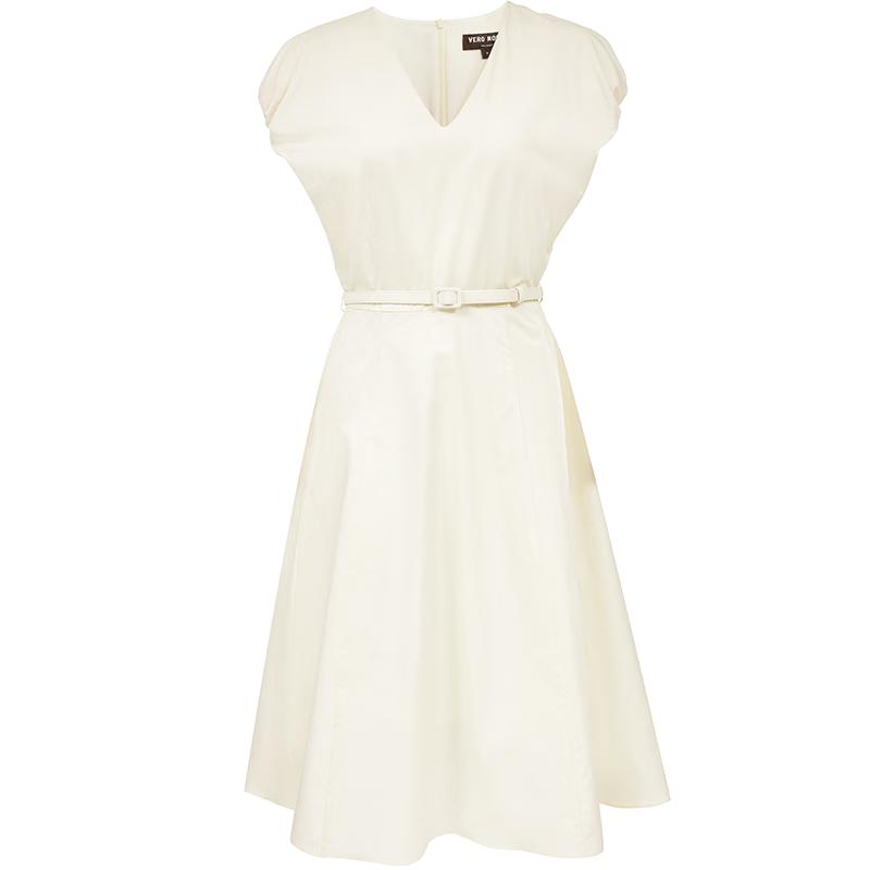 

VEROMODA Pure Cotton V-Neck Belted A-Line Dress L