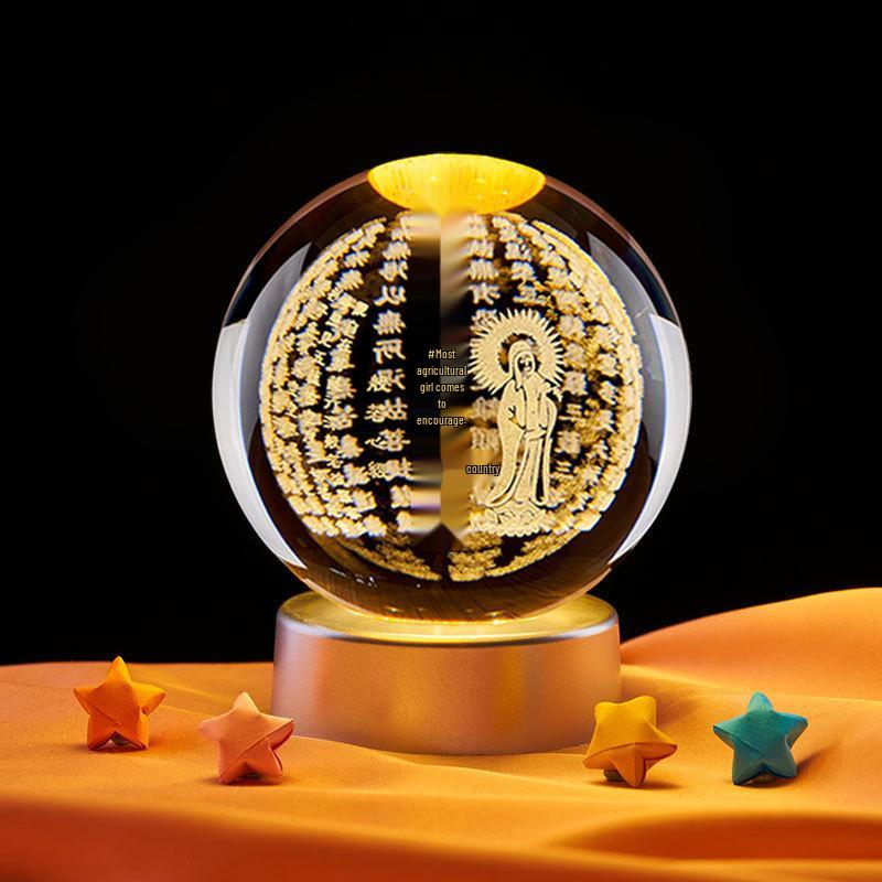 Jackfruit Heart Sutra 3D Crystal Ball Night Light - Creative Gift for Birthday or Qixi Festival