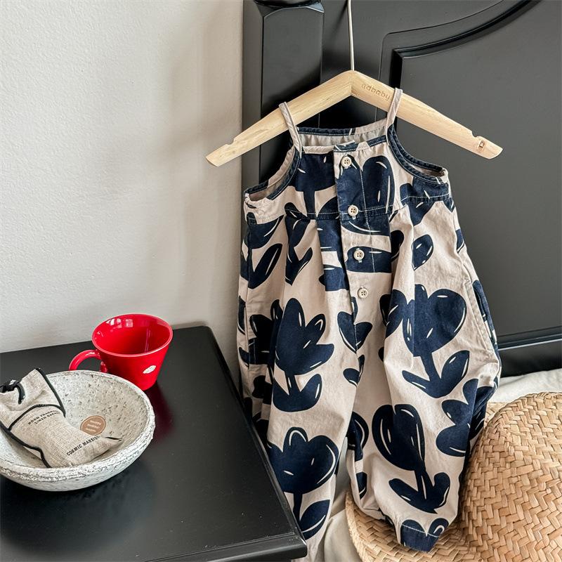 Children s Clothing, Girls Summer Clothes, Camisole Jumpsuit, Summer Jumpsuit, Wide Leg Cropped Pants 80cm