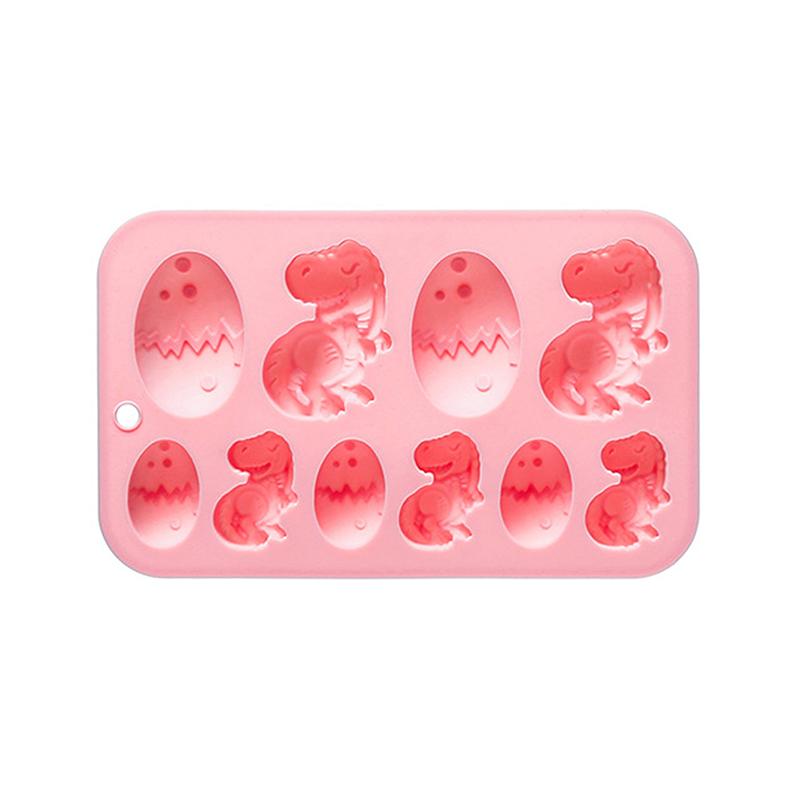 

10 Cavity Dinosaur Eggs Silicone Mold Cute Animal 3D Dinosaur Fondant Candy Chocolate Mould Cake Decoration розовый