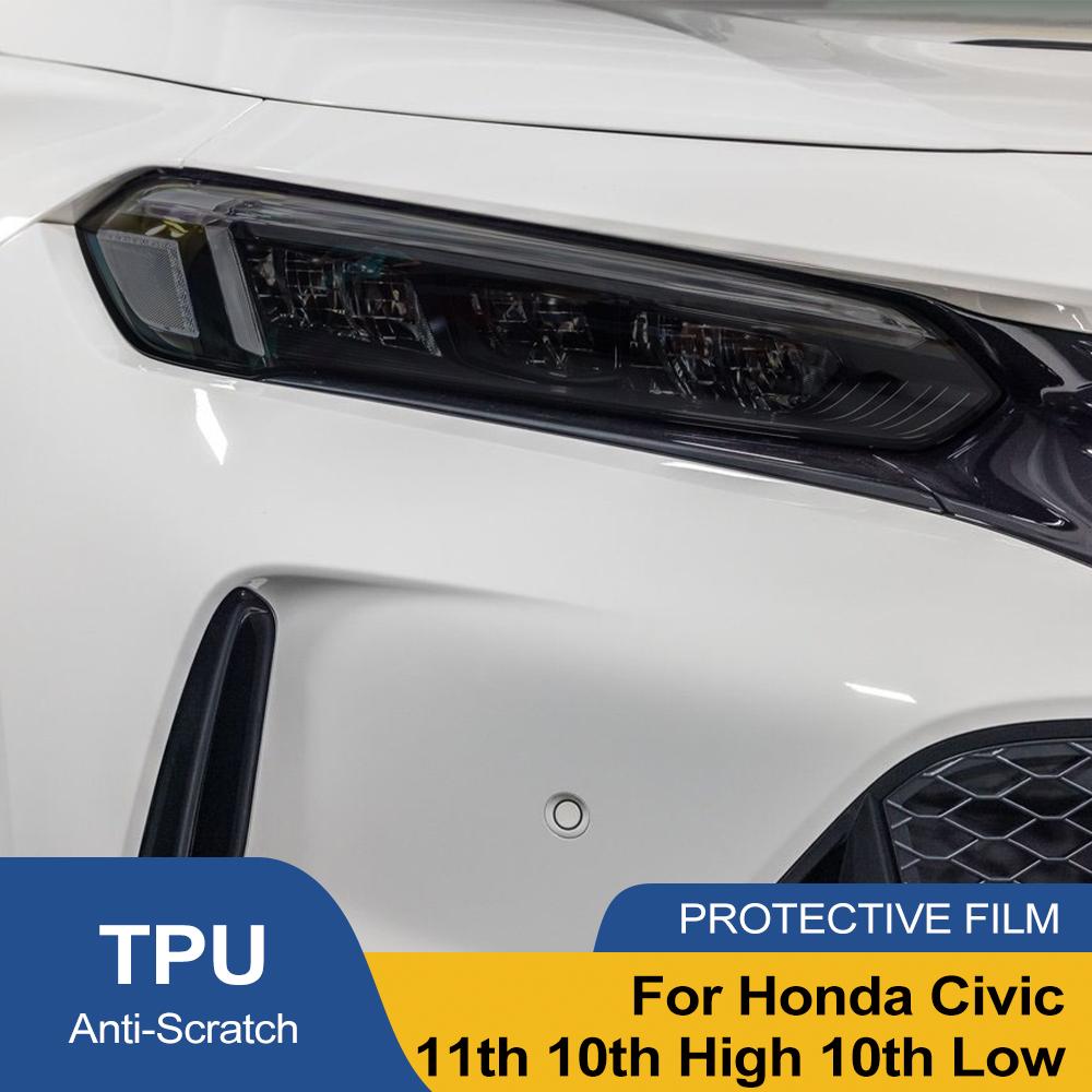 Film de protection pour phares de voiture en TPU PPF pour Honda Civic 10ème 11ème 2016-2026 Film Vinyle Noir Fumée Découpé sur Mesure Anti-Rayures