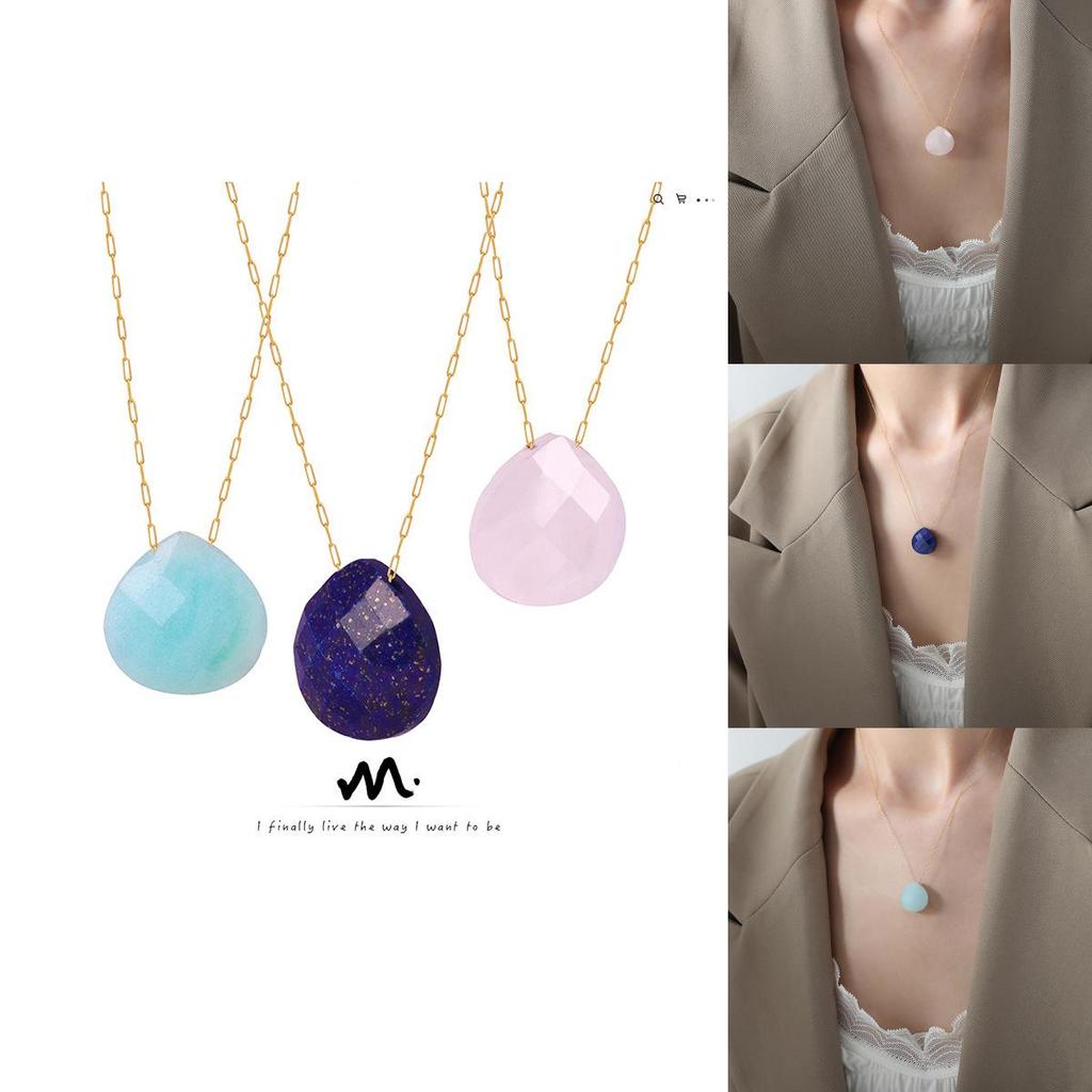 And Fashion Forward Eyecatching Droplet Pendant Necklace With Natural Stone Versatile Jewelry Womens