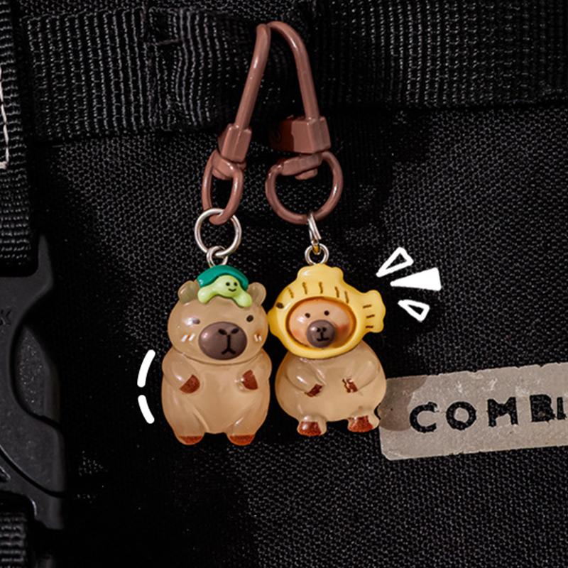 1PC Keychain Kawaii Night Glow Creative Luminous Cute Capybara DIY Accessory Reward Children Decor 6.6*1.8cm