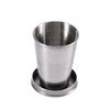 S M L Stainless Steel Travel Folding Cup Camp Keychain Retractable Telescopic Foldable