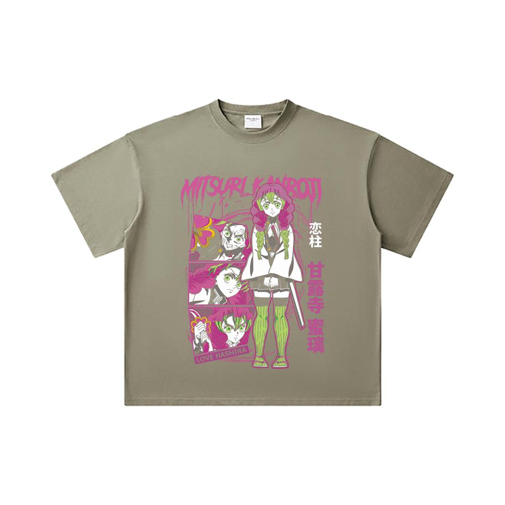 260 GSM Double Yarn 32 Count 100% Cotton Demon Slayer V50 Mitsuri Print Unisex Heavy Cotton T Shirt