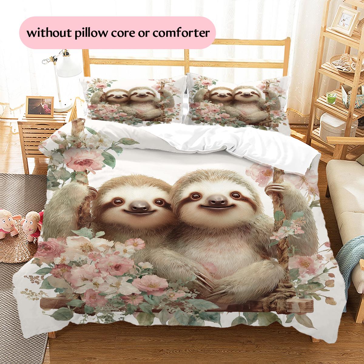 

Sloth and Swing Pattern Bedding Home Decoration Birthday Gift (1 * duvet cover + 2 * pillowcase, without core) 135x200cm