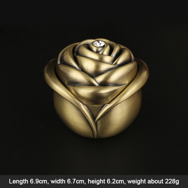 Rose Ring Box Home Ornaments Decoration Jewelry Box Metal Anti-Fall Marriage Proposal Retro Ring Box