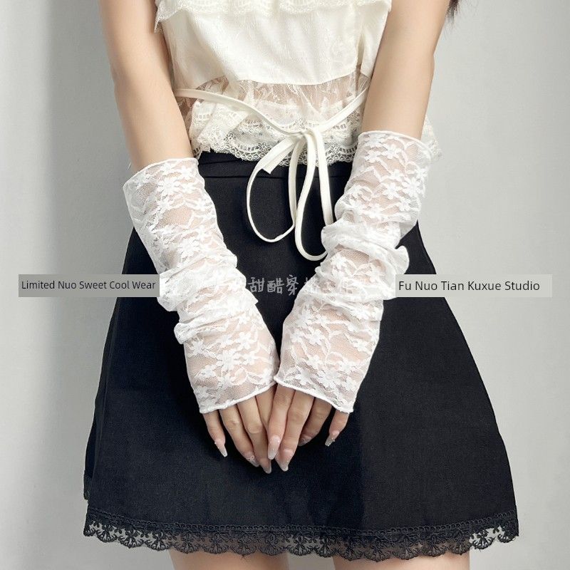 

Летние гяру сетчатые перчатки для вентиляции косплей двухмерное сладкое желание сексуальный нарукавник ложный рукав защита от солнца нарукавник White mesh One size