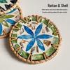 Southeast Asia Vibrant Shell Insulated Teapot & Teacup Coasters - High-End Decorative Bowl Mats for Hotels and Restaurants